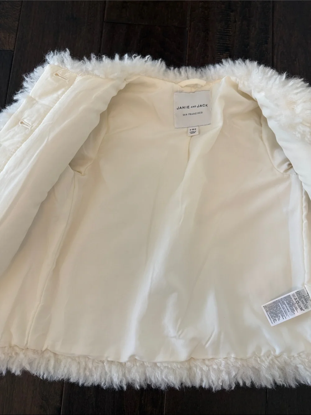 Janie and Jack Cream Faux Fur Shearling Kids Coat! Worn one time! Size 5-6